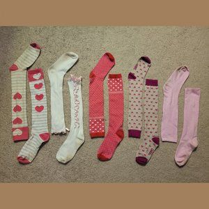 5 pack girls pink and purple long sock